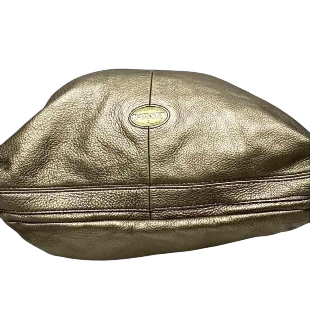 Fossil Explorer Foldover Tote Crossbody Bag Metallic Bronze Leather Large - Picture 5 of 9